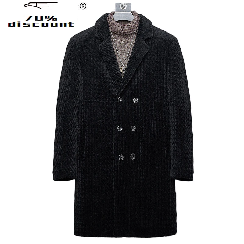 

Real Fur Coat Winter Jacket Men Real Sheep Shearling Fur Coats Mens Windbreaker Long Jackets CWB2823 MY2400