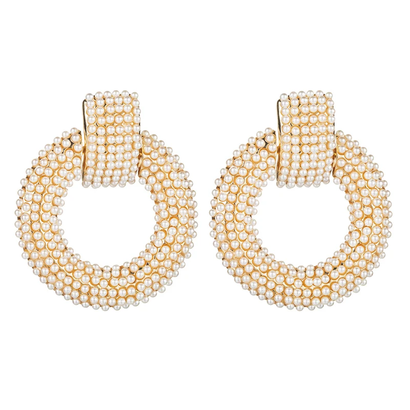 

Gold Big White Faux Pearl Minimalist Bridal Wedding Stud Earrings Fashion Korean Party Jewelry Bijoux Hiphop Pop Accessory