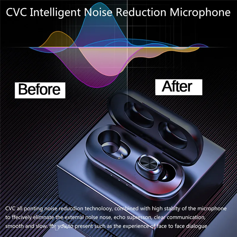 Wireless Bluetooth Earphone 5 0 Touch Control Earbuds Waterproof Stereo Music Sport Mini Headset 300mAh Power Bank