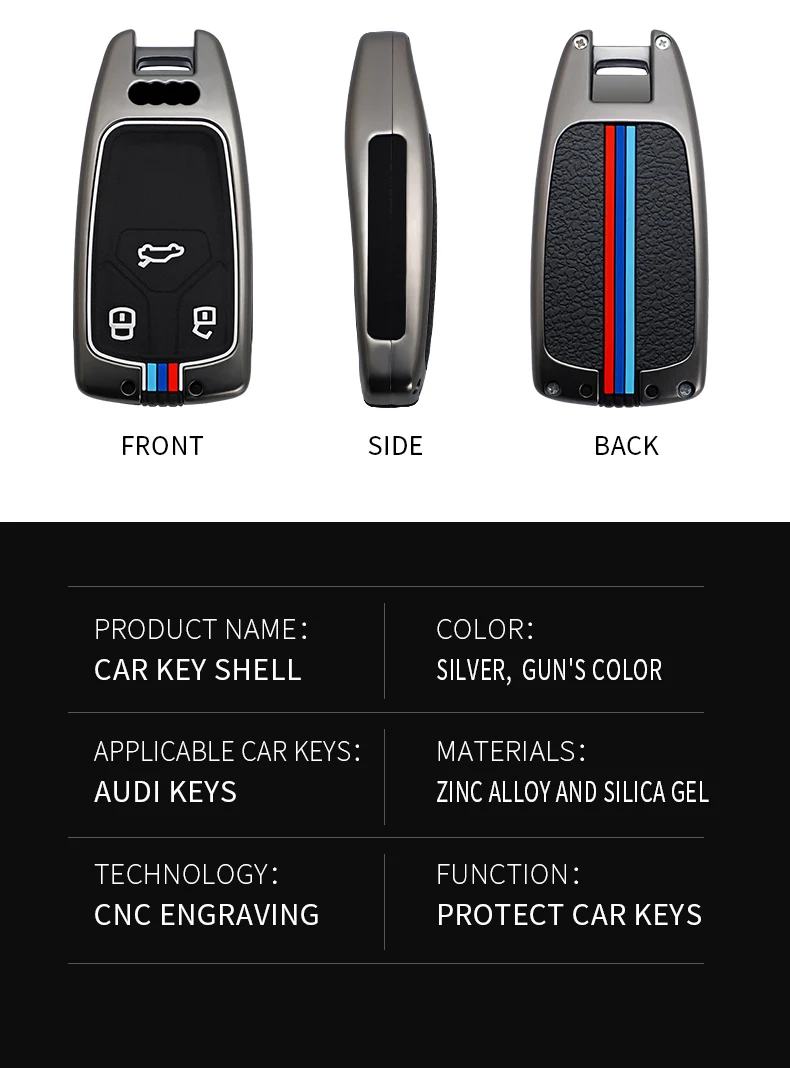Custodia/cover per Chiave/telecomando in lega di zinco per AUDI A4 A4L A5 Q5 Q7 TT 2016 2017 portachiavi 2016 2017 2018 Styling - Hfea761851a384807804c92a1d2b6bee4a
