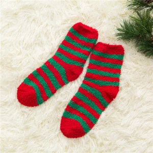 Christmas striped 2 Женские носки, Женский Рождественский подарок, модные зимние милые шерстяные носки, женские сумасшедшие носки, женские теплые носки с животными - Цвет: Christmas striped 2