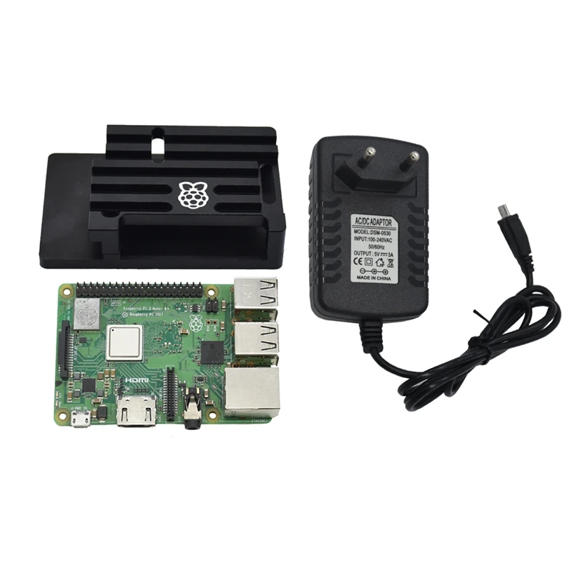 3 в 1 Raspberry Pi 3 Model B+(Plus)+ ЧПУ Алюминий чехол+ 5V 3A Мощность адаптер с поддержкой Wi-Fi и Bluetooth Декодер каналов кабельного телевидения