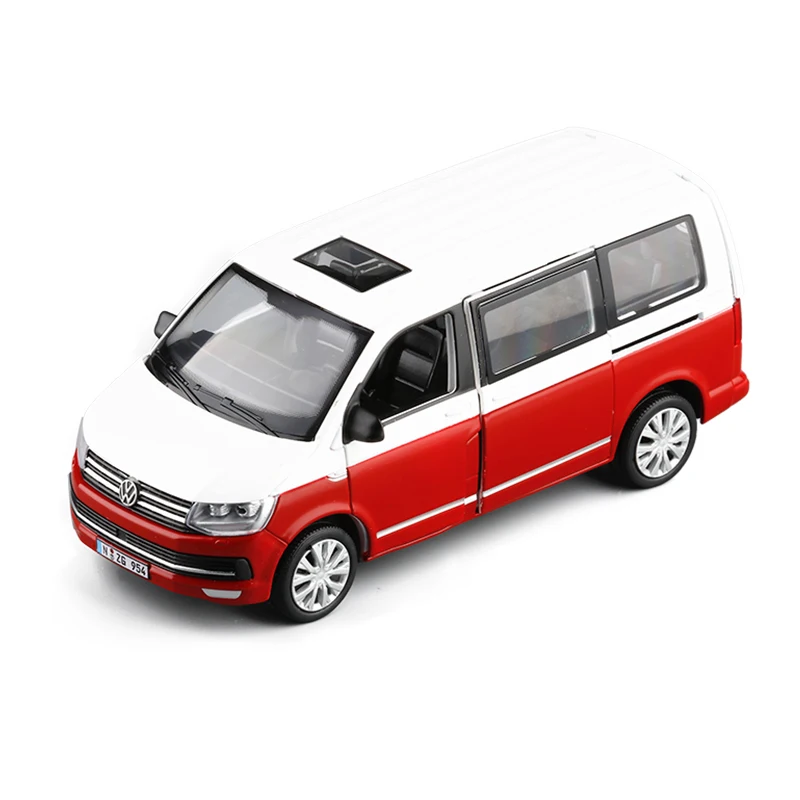 Новинка, 4 цвета, модель 1/32 T6 Van Diecast, автомобильный автобус, MPV, светильник, звук, подарки для мальчиков девочек, коллекция игрушек