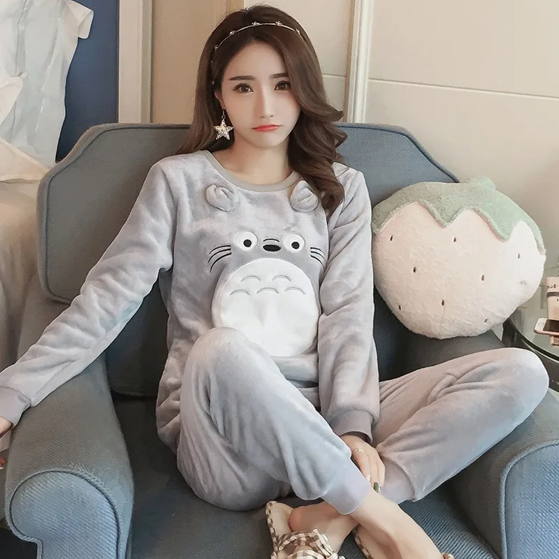 

73 Autumn & Winter Thick Coral Velvet Tracksuit Students Sweet Pajamas Flannel Women's Long-Sleeve Two-Piece Set Thick