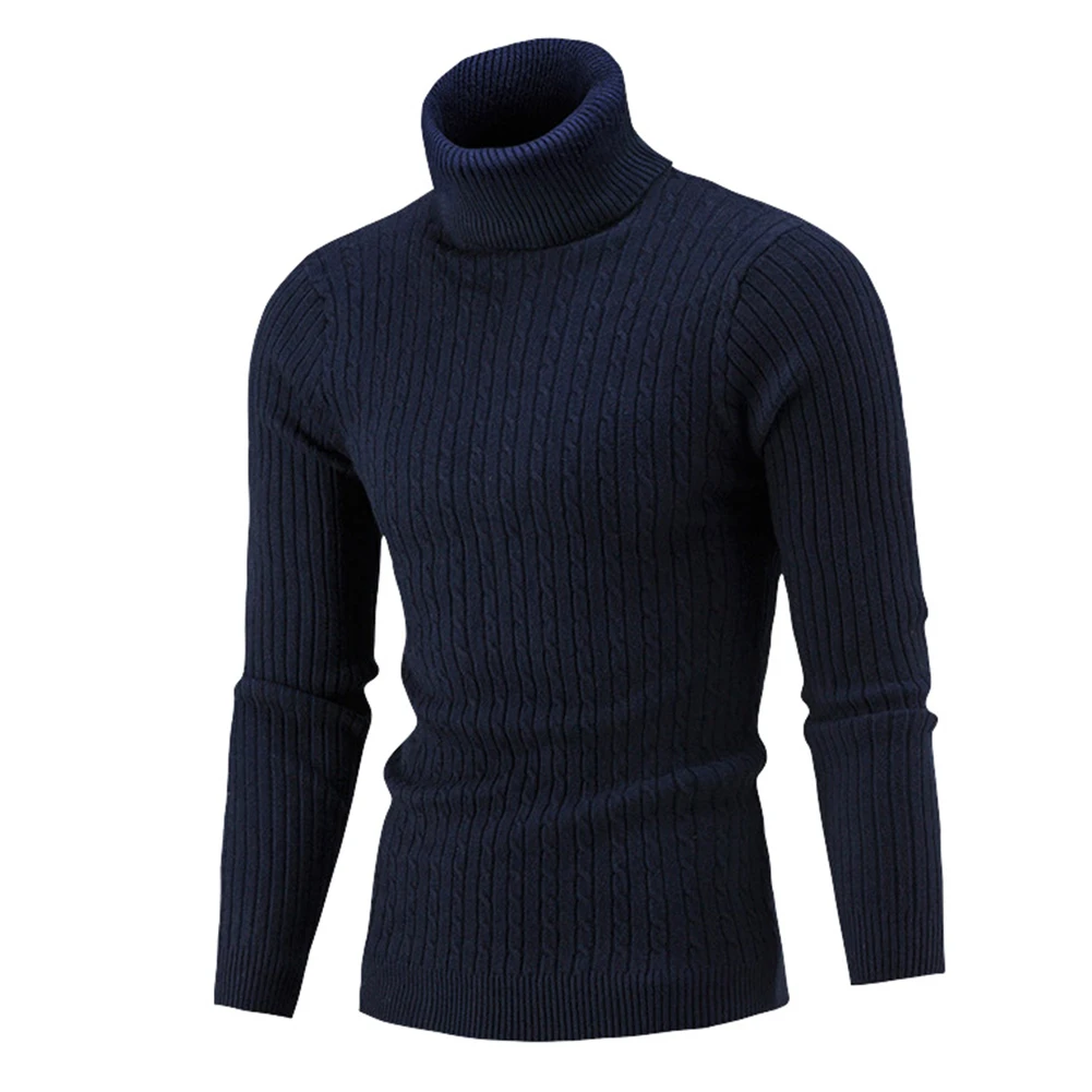 Turtleneck Men Sweater Casual Men Autumn Solid Color Turtle Neck Ribbed Twist Sweater Bottoming Shirt For Men's Clothings