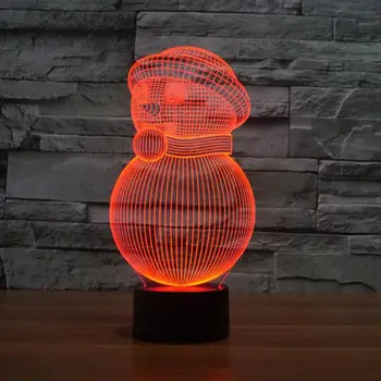 

Christmas Snowman 3D Visual Illusion Lamp Transparent Acrylic Night Light LED Lamp 7 Color Changing Touch Table Lamp kids gift