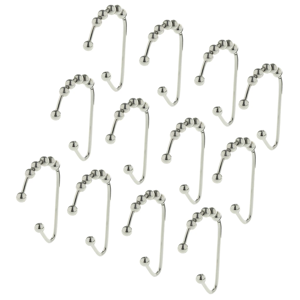 Color 4 12 PCS Stainless Steel Bathroom Anti-rust Shower Curtain Hooks,Polished Chrome Corrosion Free - Цвет: Color 4