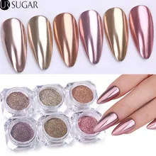 Розовое золото, зеркальный блеск для ногтей, порошок, золото, шампань, металлический эффект, металлик, хром, пигмент, пыль, порошок, украшение ногтей, УФ-гель