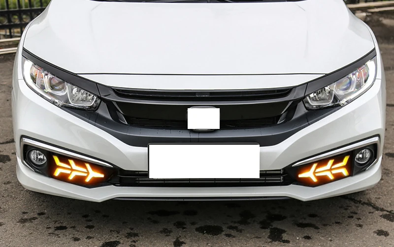 2 шт. для Honda Civic Светодиодный дневной ходовой светильник DRL Автомобильная противотуманная фара 6000 К Белый Желтый поворотный синий светильник