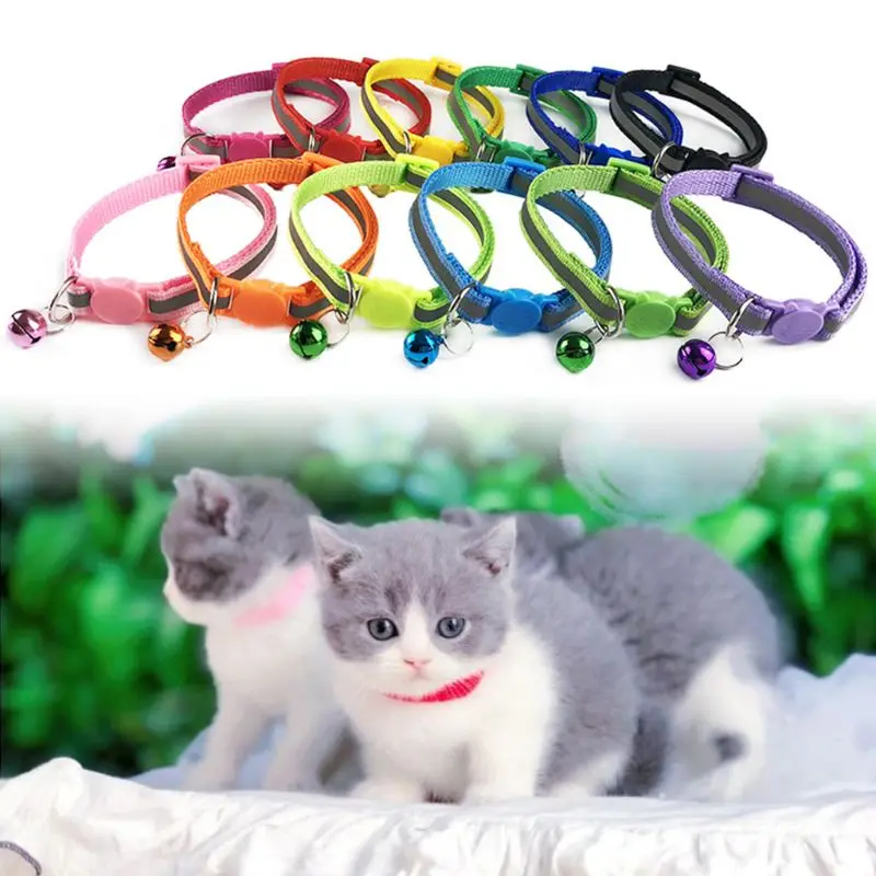 12 Pcs Cat Collar Reflective Breakaway with Bell Colorful for Kitten or Puppy