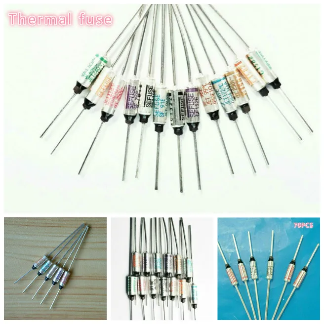 70pcs/bag Thermal Fuse 70E 76E 91E 96E 109E 119E 129E 139E 152E 169E 188E 214E 226E 240E Assortment Kit | Обустройство дома
