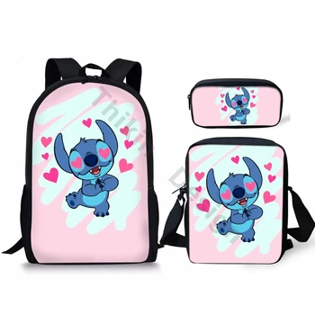 

THIKIN Kawaii Cartoon Stitch Backpacks Children Shoulder School Bag for Teenager Boys Girls Book Bags with Mini Pen Box Custom