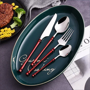 

24pcs Dinnerware Set 18/10 Stainless Steel Fork Spoon Knife Spoon Set Cutlery Set Tableware Kitchen Accessories