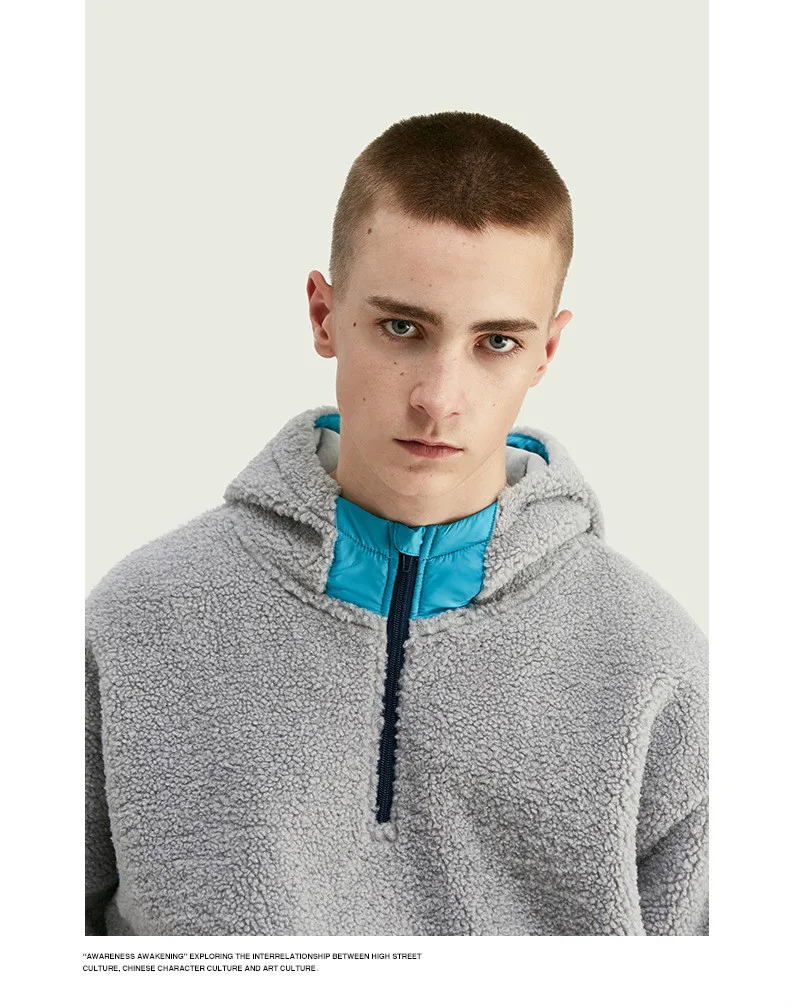 Ouyang&Ivan Father/mather/kid Hoodies Winter New Fashion Thicken Imitation Lambskin Hit Color Family Hooded Fleece Warm Sweater