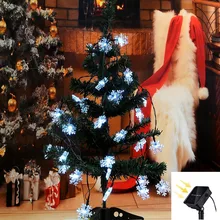 Солнечная 20/30/40/50/60LED Рождественская гирлянда, снежные хлопья, гирлянды, для улицы, водонепроницаемые, для вечерние, для дома, на елке, для свадьбы, сада