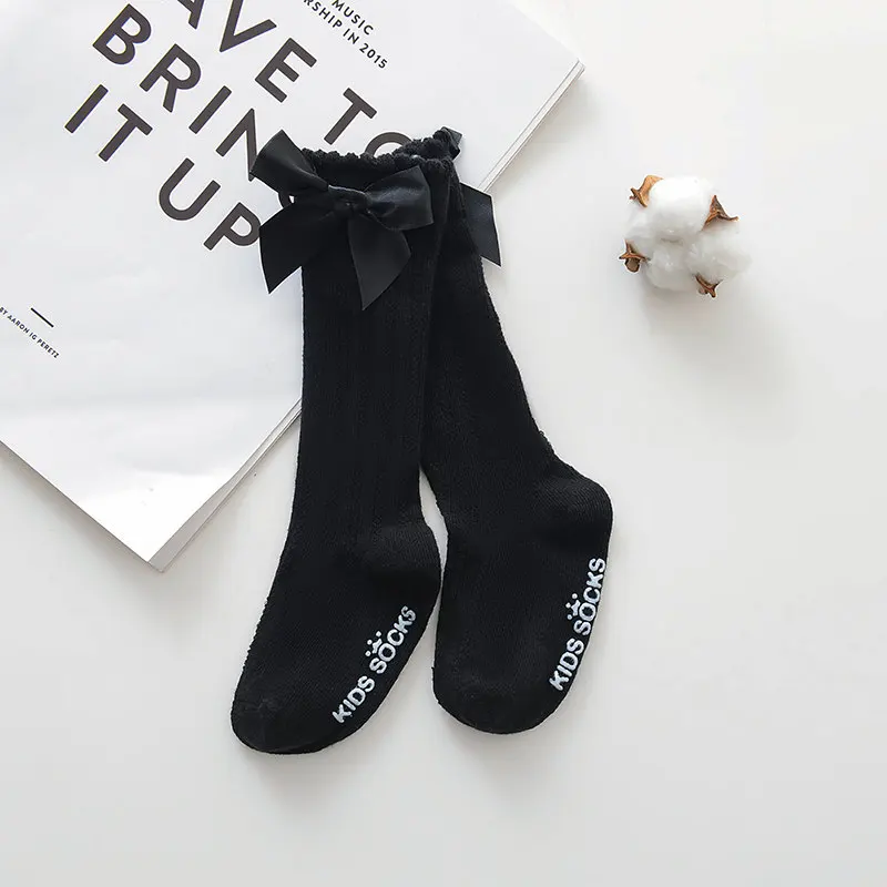 Г. Новые детские носки мягкие хлопковые кружевные детские носки до колена с большим бантом для маленьких девочек детские носки из хлопка с бантом