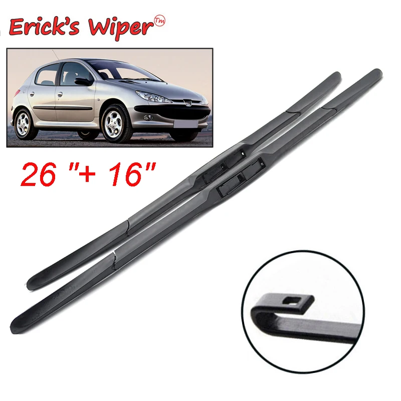 Erick's Wiper Front Wiper Blades For Peugeot 206 Hatchback SW CC 1998 -  2006 Windshield Windscreen Window Car Rain Brush 26+16