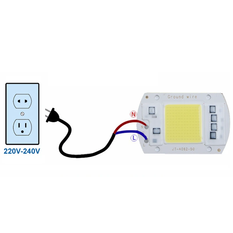 Светодиодный COB Чип 20 Вт/30 Вт/50 Вт AC220V вход интегрированный Смарт IC драйвер прожектор