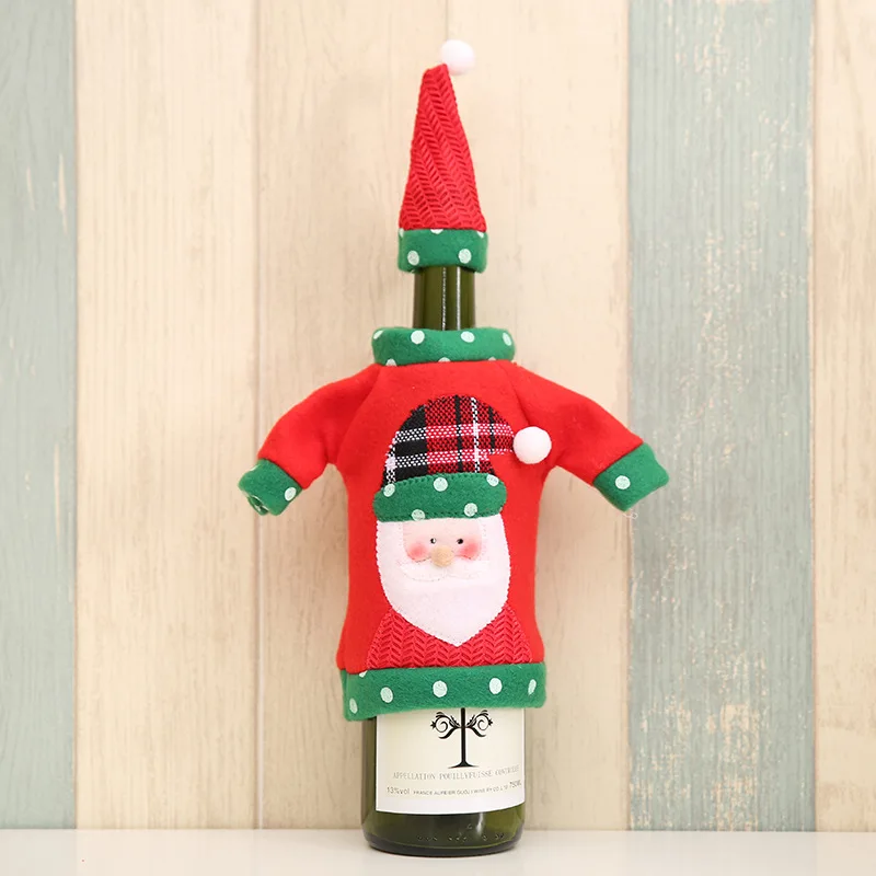Новогоднее рождественское покрытие для бутылки вина рождественское Санта-Клаус рождественские украшения для дома натальный Ужин Декор новогодний подарок - Цвет: Dot santa