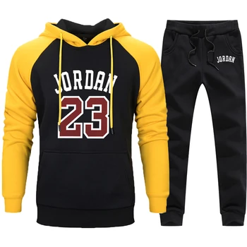 

Man A Suit Of Clothes NO. 23 2020 Fleece Warm Winter Hoodies And Britches Men Casual Hooded Sweatshirts Fleece Casual Pants