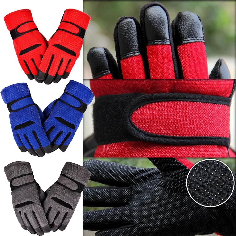Men Accessories Breathable Outdoor Wind Proof Sports Gift Keep Warm Cycling Gloves Winter Thickened Anti Slip Full Finger Solid