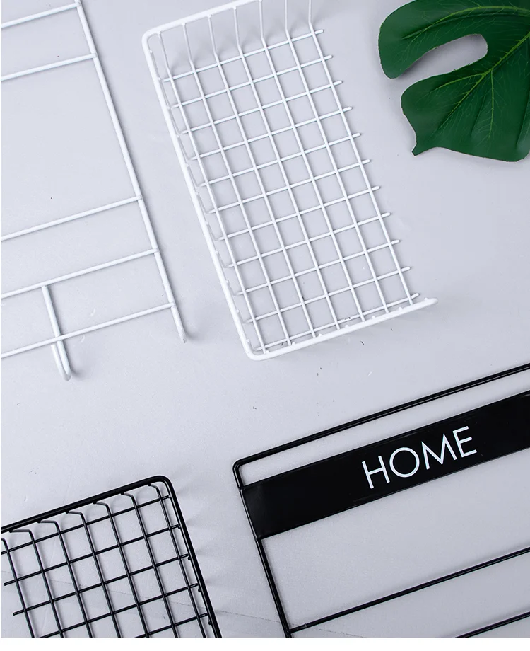 2 Layers Grid Storage Rack Hanging Wall Mounted Cabinet Shelf Wrought Iron Debris Hoom Dormitory Kitchen Storage Rack Bathroom