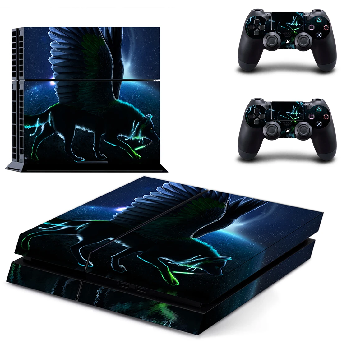 Крутой волк с крылом стиль Наклейка кожи наклейка для PS4 Playstation 4 консоль защитная пленка+ 2 шт контроллеры защитный чехол