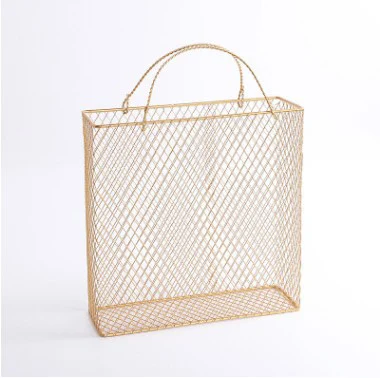 30x10x30 cm Золотая Скандинавская металлическая корзина для хранения с ручкой, шикарная Скандинавская настольная корзина для хранения, органайзер для мелочей, домашний декор - Цвет: 30x10x30 cm