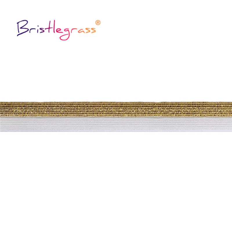 Description Picture 3 of itemBRISTLEGRASS 2 5 10 Yard 3/4" 20mm Semi Gold Glitter Fold Over Elastic FOE Spandex Band Tape Hair Tie Headband Dress Sewing Trim