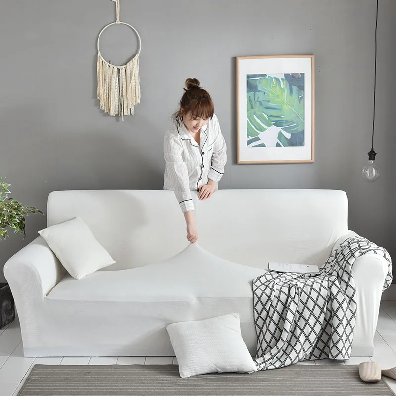 Белый саржевый чехол для дивана кресло/loveseat чехол для дивана универсальный все включено Нескользящие эластичные Чехлы для гостиной