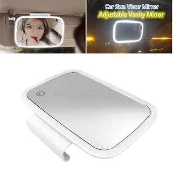 

Universal Car Interior Mirror Auto Makeup Mirror Sun Visor High Clear Interior HD Mirror With LED Light USB Recharge