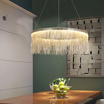 

Aluminum chain pendant light LED dimmable decor lighting creative living room dining room bedroom tassel pendant lamp mx5311639