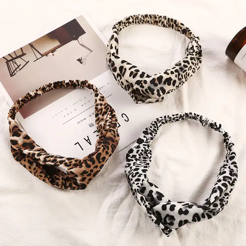Floral Leopard Cross Headband Turban Elastic Hairbands Headwrap Hair Accessories