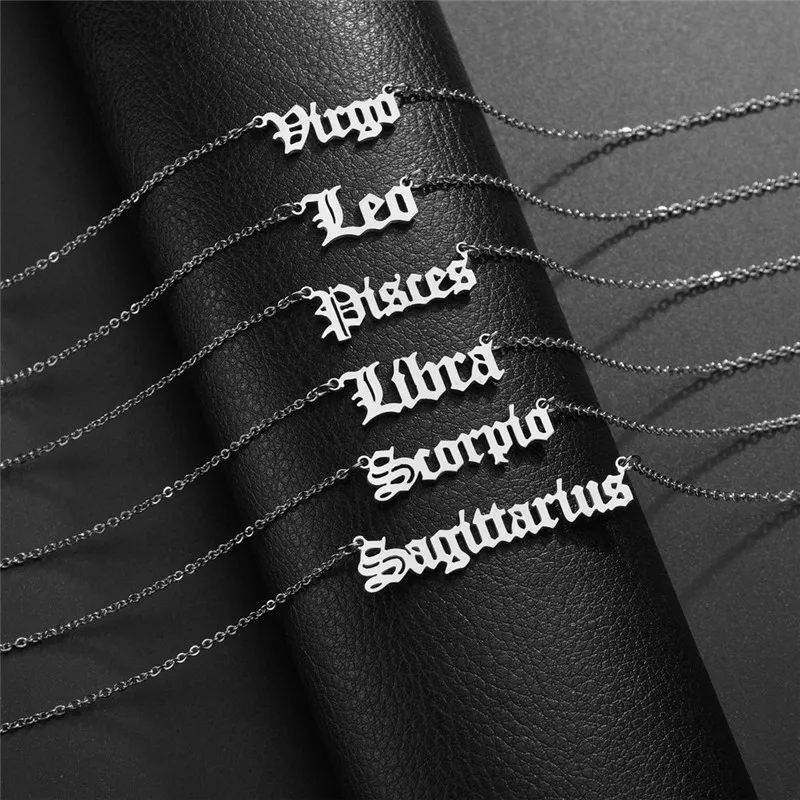 Gothic-Jewelry-12-Zodiac-Letter-Necklace-Women-Men-Birthday-Gift-Old-English-Constellation-Choker-Necklaces-Taurus (1)