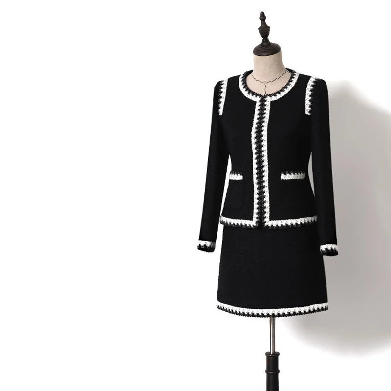 black and white skirt set