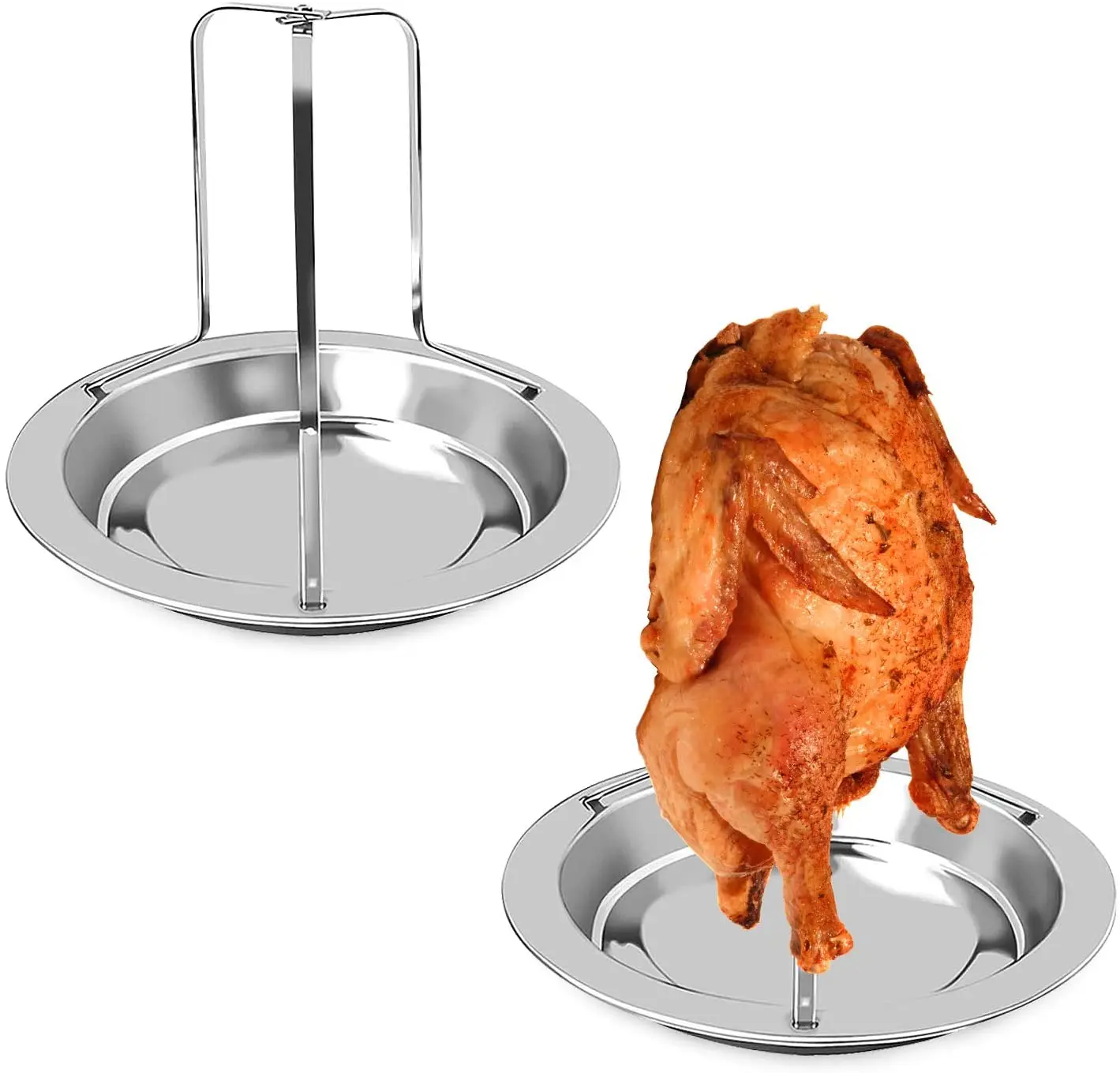 Brochette Verticale Barbecue Acier Inox 304 - Pour Poulet, Dinde, Kebabs - 19.5x22cm