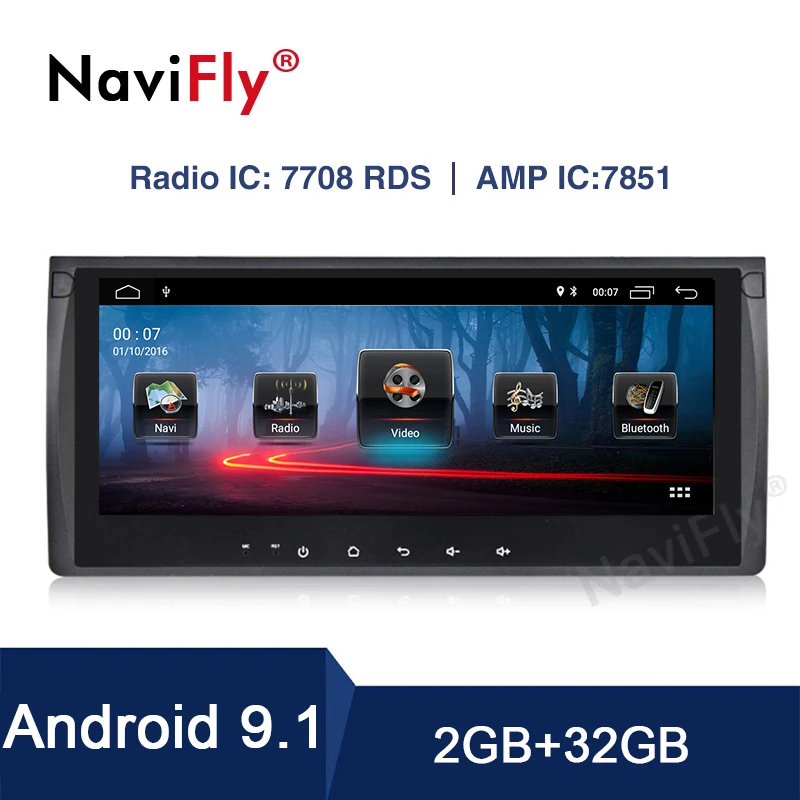 

NaviFly new UI! 10.25 inch Android 9.1 car radio gps for BMW E39 E53 X5 Auto multimedia Audio video player 2GB RAM 32GB ROM 7708