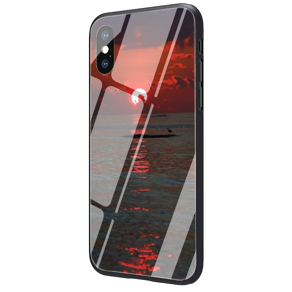 EWAU Sunrise Sunset закаленное стекло чехол для телефона iPhone 11 Pro 6 6S Plus 7 8 Plus X XS XR XS Max - Color: G2