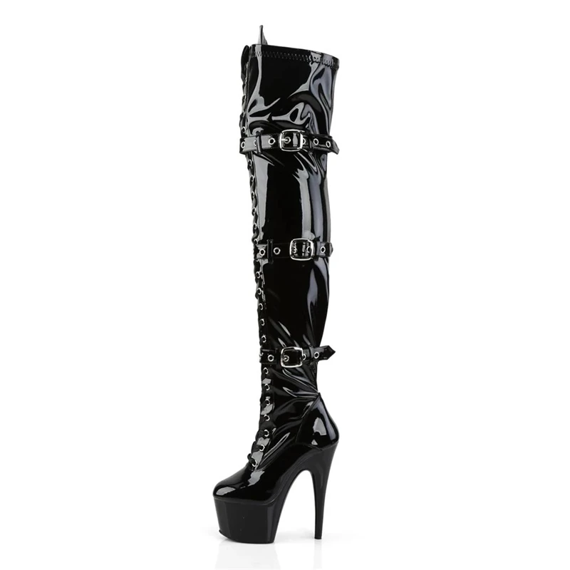 7-inch wild performance shoes, knee-high pole dancing boots with three belts, and shoes for ladies COSplay