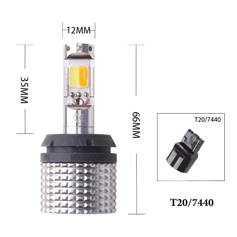 Автомобильные DRL светодиодный 7440 W21W T20 BA15S P21W BAU15S PY21W 1156 3156 T25 дневные ходовые огни светильник сигнала поворота светильник двойной режим наружный светильник - Испускаемый цвет: T20 7440 W21W