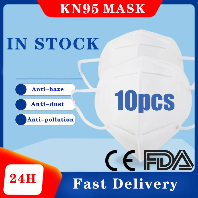 

10pcs N95 FFP2 Mask Dustproof Face Mask PM2.5 95% Filtration Bacterial Protective Mask Respirator N95 FFP3 Mouth Masks