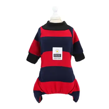 

Pet Dog Jumpsuit Shirt 100% Cotton Tracksuit Cat Puppy Striped Pattern Pajamas Pants T-Shirt 5 Sizes 3 Colors