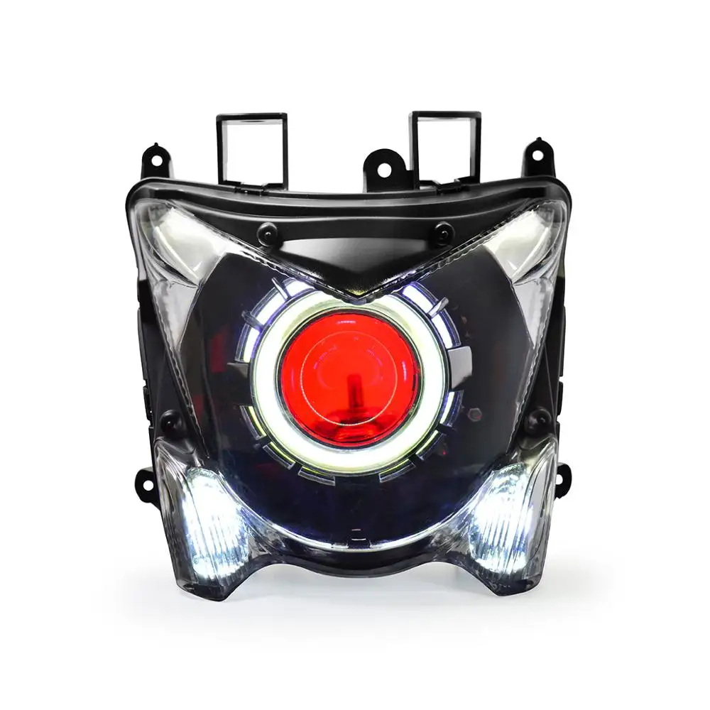 Передние фары KT для мотоцикла Suzuki GW250 GSR250 2013+ HID Проектор Светодиодный(LED) Глаз ангела Белый Светодиодный(LED) Глаз демона Красный - Цвет: Red Demon Eye