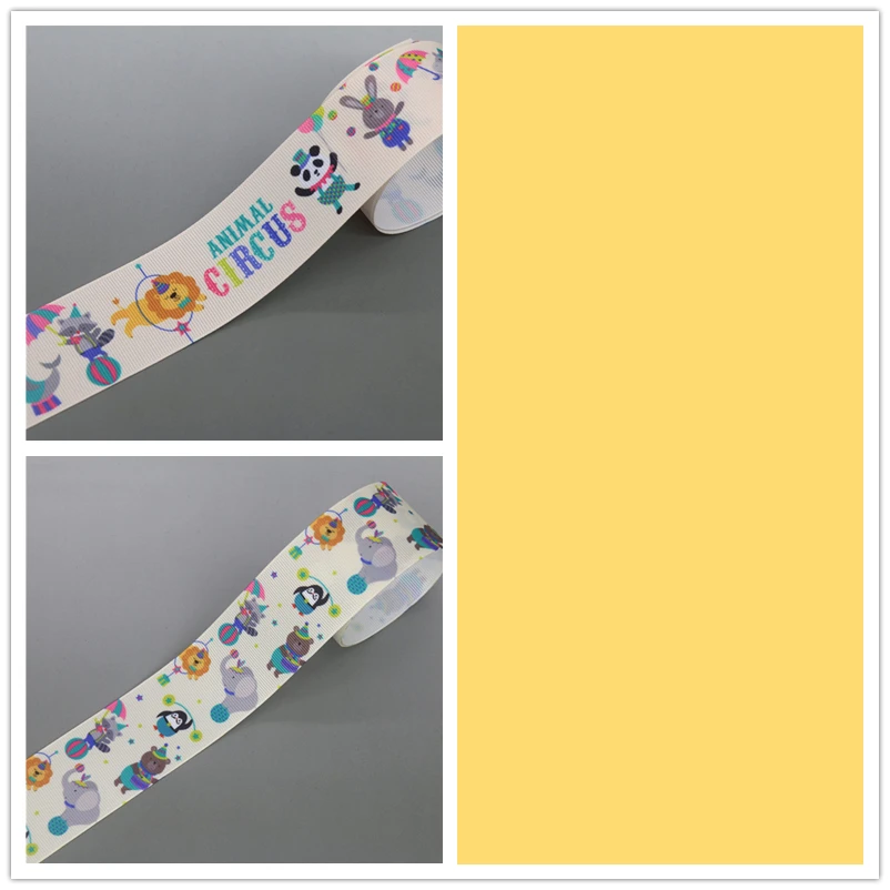 DHK 1 5 'ɵ ярдов мультфильм цирк напечатан Grosgrain ленты ленточный аксессуар Hairbow