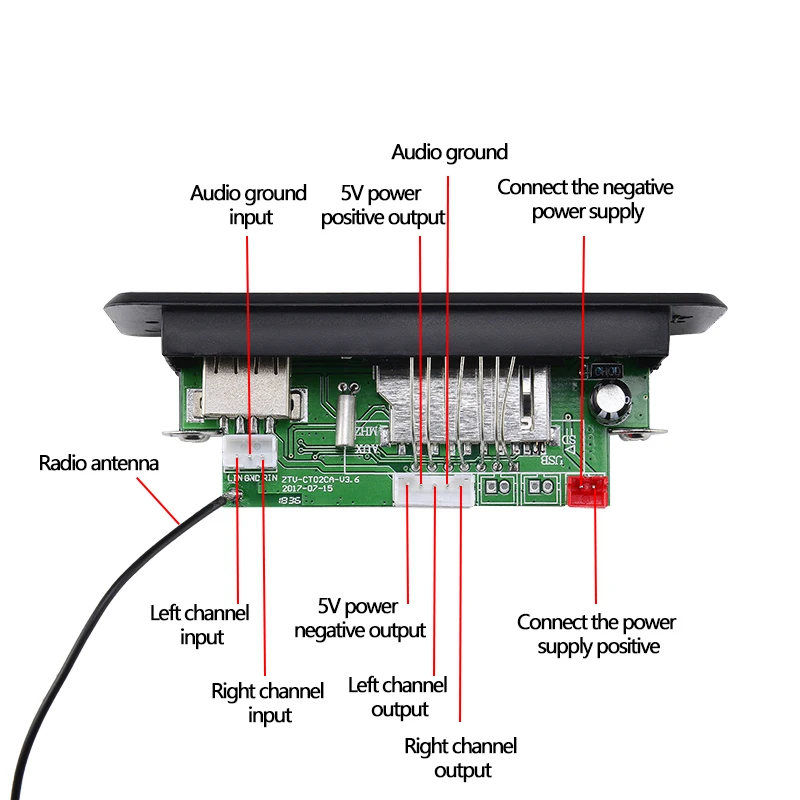 Автомобильный аудио MP3 декодер доска 12 В fm-радио двухканальный USB mp3-плеер модуль с пультом дистанционного управления подходит для автомобиля и мощности Ampli