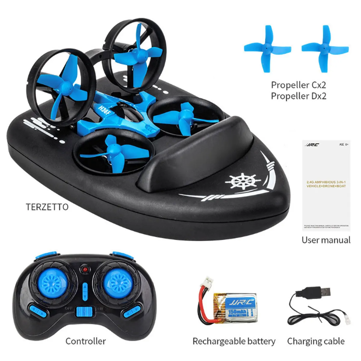 Rc лодка для JJRC H36F 3 в 1 2,4G 4CH 6Axis RC Дрон Квадрокоптер автомобиль на воздушной подушке лодка Дрон 360 градусов флип детские игрушки Rc лодка