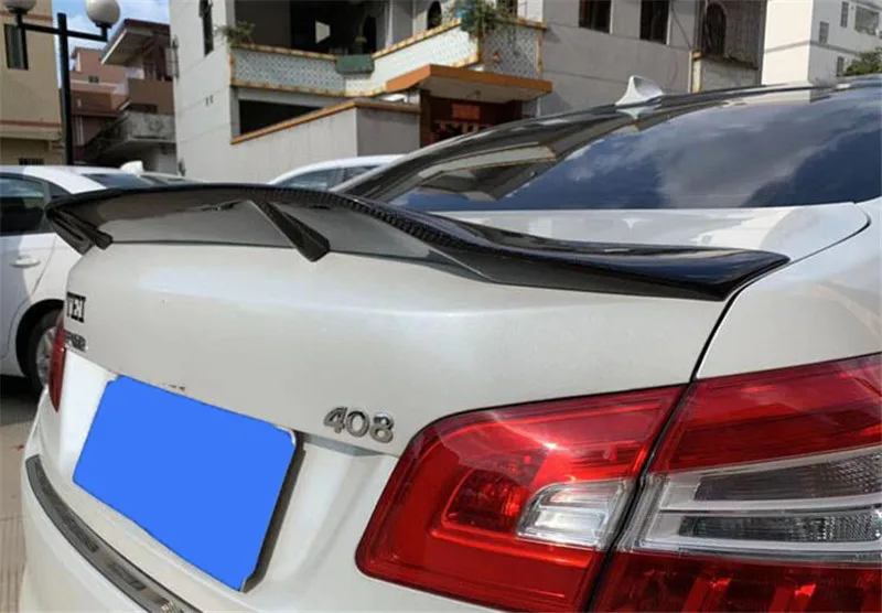 Спойлер из настоящего углеродного волокна для peugeot 408, высококачественный задний спойлер для губ, заднее крыло-, задний спойлер для багажника автомобиля, 408 FRP материал, крыло