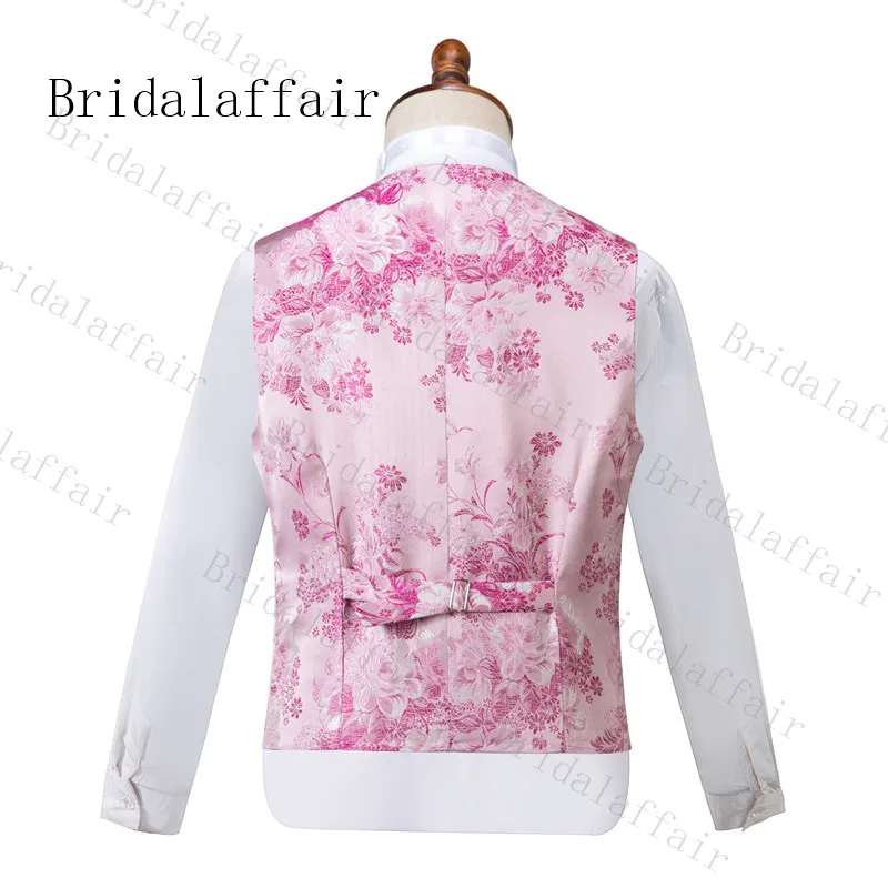 Bridalaffair разработан розовый цветок пиона жаккардовый костюм мужские свадебные вечерние смокинги для выпускного вечера костюмы с лацканами модная одежда певицы