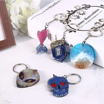 

8Pcs Keychain Pendant Resin Molds Skull T-shirt Silicone Molds Jewelry Making