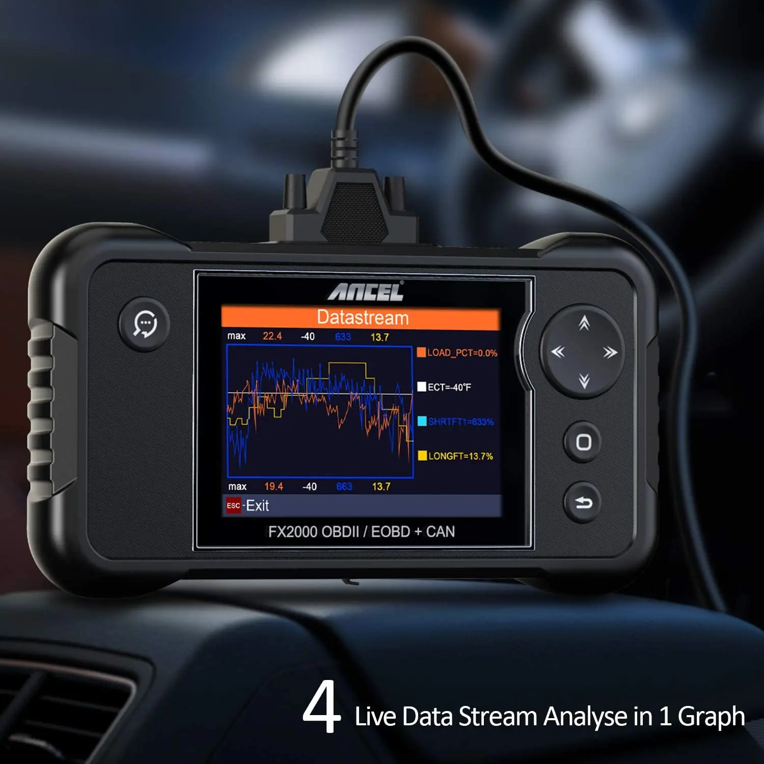 ANCEL FX2000 Diagnostic Scanner 4 System Auto ABS SRS Engine Transmission Scan Tool Professional Automotive OBD2 Code Reader 3